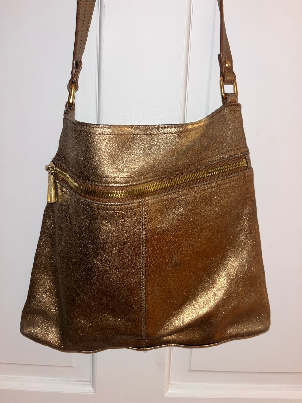 Hobo Brand Metallic Bronze Crossbody Bag